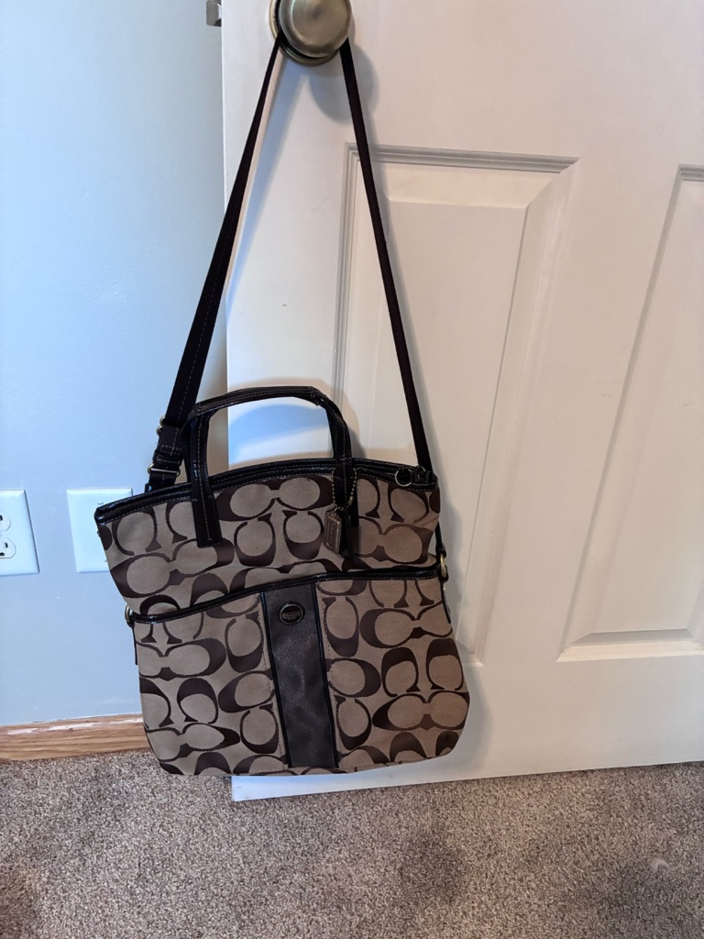 Coach Signature Canvas Tote in Brown and Tan - Picture 5 of 14